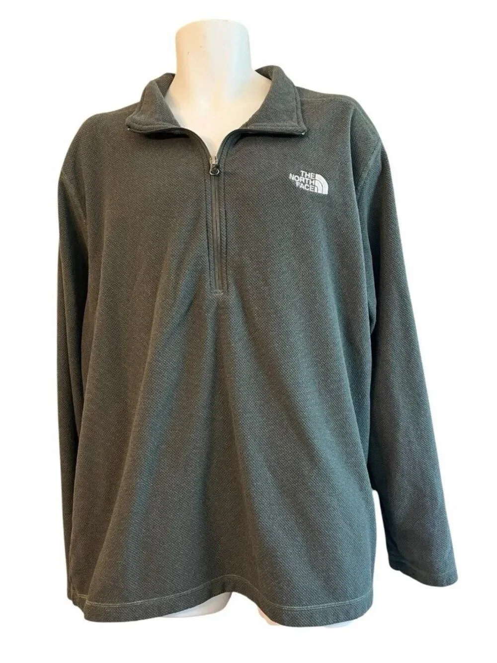 The North Face Mens XXL 1/4 Zip Pullover Sweatshirt Green Waffle Weave Jacket
